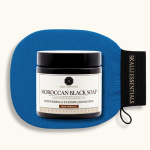Moroccan Hammam Spa Set | Includes Moroccan Black Soap and Exfoliating Kessa Glove