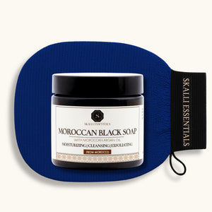Moroccan Hammam Spa Set | Includes Moroccan Black Soap and Exfoliating Kessa Glove
