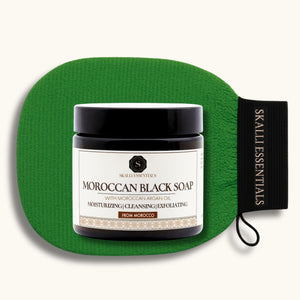 Moroccan Hammam Spa Set | Includes Moroccan Black Soap and Exfoliating Kessa Glove