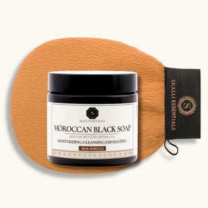 Moroccan Hammam Spa Set | Includes Moroccan Black Soap and Exfoliating Kessa Glove