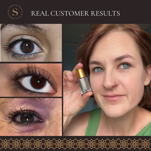 Collage showing real customer results using Skalli Essentials Moroccan Kohl, highlighting enhanced lash definition and natural eyeliner effect.