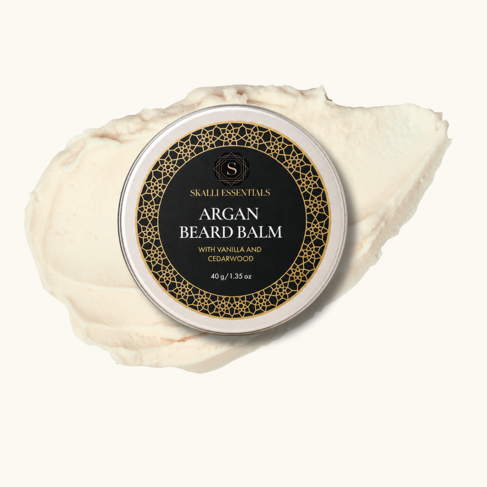 Argan Butter Beard Balm | Herbal Beard Salve | Vanilla and Cedarwood Scented