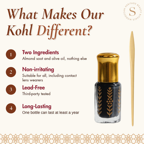 Moroccan Kohl Set | Natural Eyeliner Made with Almonds and Olive Oil | Applicator Included