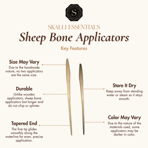 Skalli Essentials sheep bone Kohl applicators key features: size may vary, durable, tapered end, store it dry, color may vary