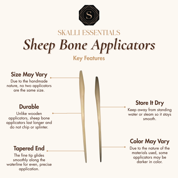 Skalli Essentials sheep bone Kohl applicators key features: size may vary, durable, tapered end, store it dry, color may vary
